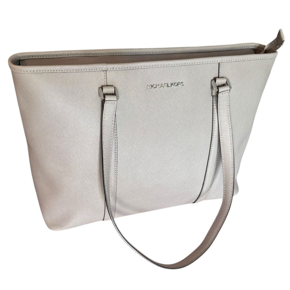 Michael Kors Temple Large Saffiano Leather Tote – Pearl Gray – Work Bag